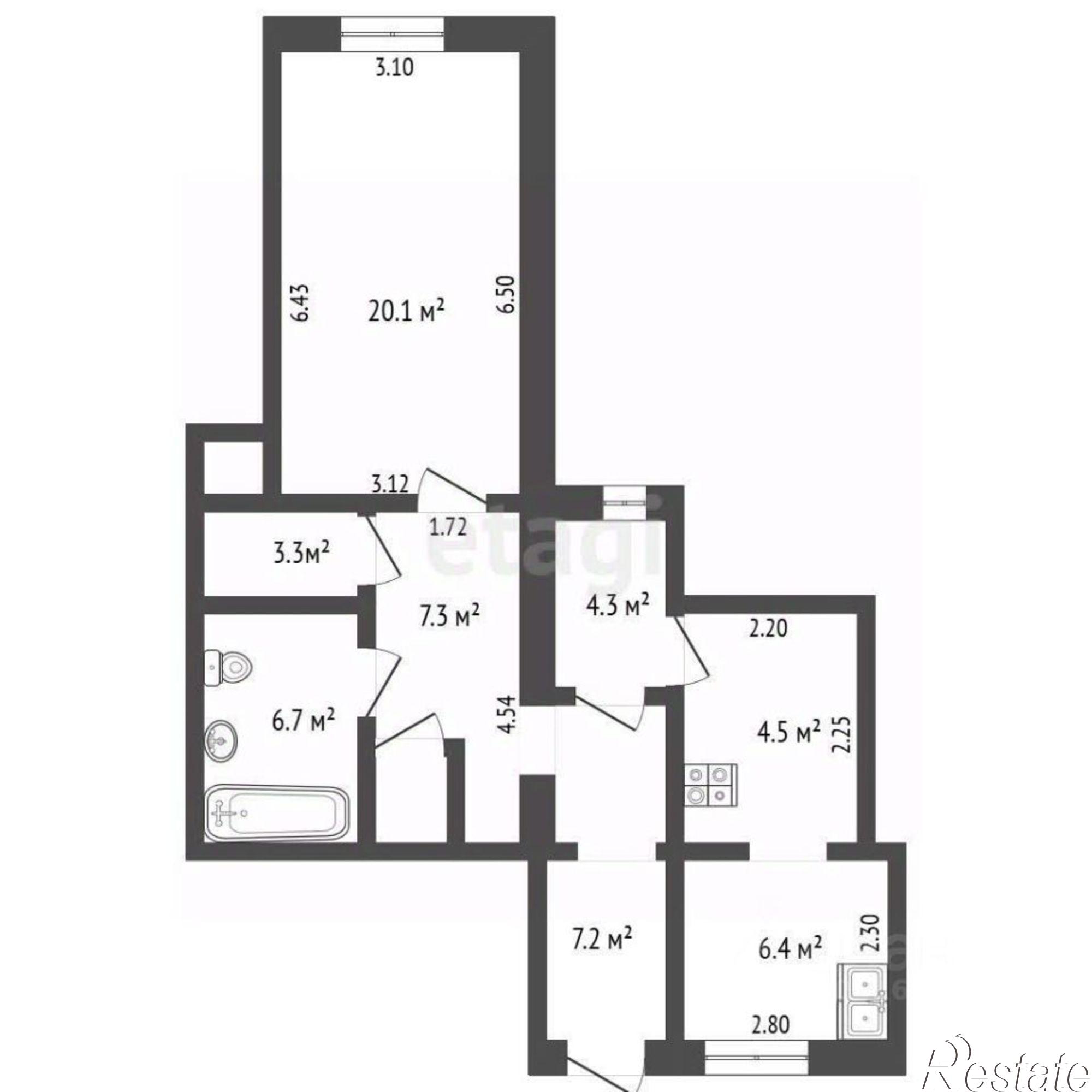 Купить квартиру за 7 100 000 рублей на переулок 30-й Стрелковой Дивизии, 10
