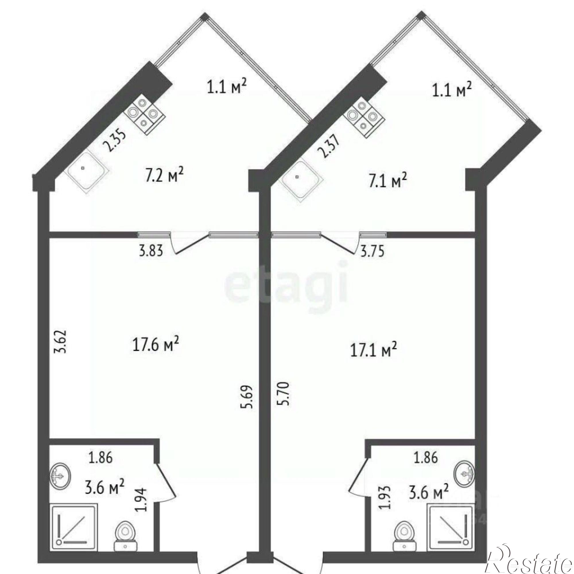 Купить квартиру за 17 000 000 рублей на Черноморская наб, 1В