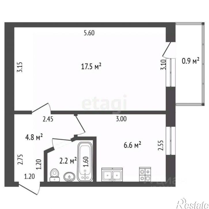 1-комн квартира Крымская улица, 3,  д. 3