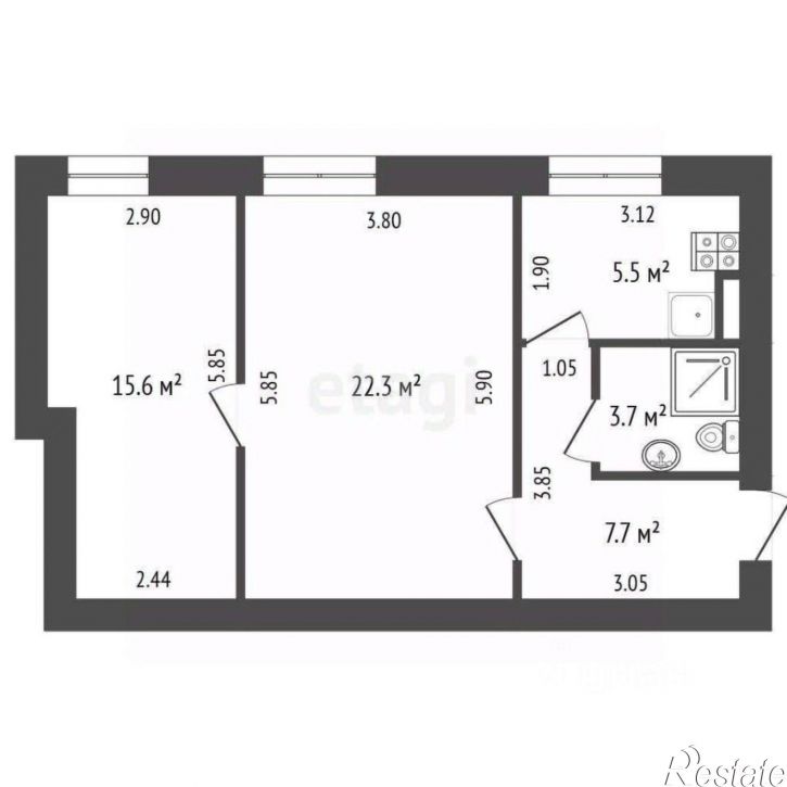 2-комн квартира Адмиральский бульвар, 7,  д. 7