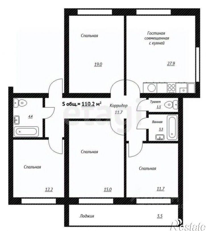 3-комн квартира ул Кочмарского, 48,  д. 48