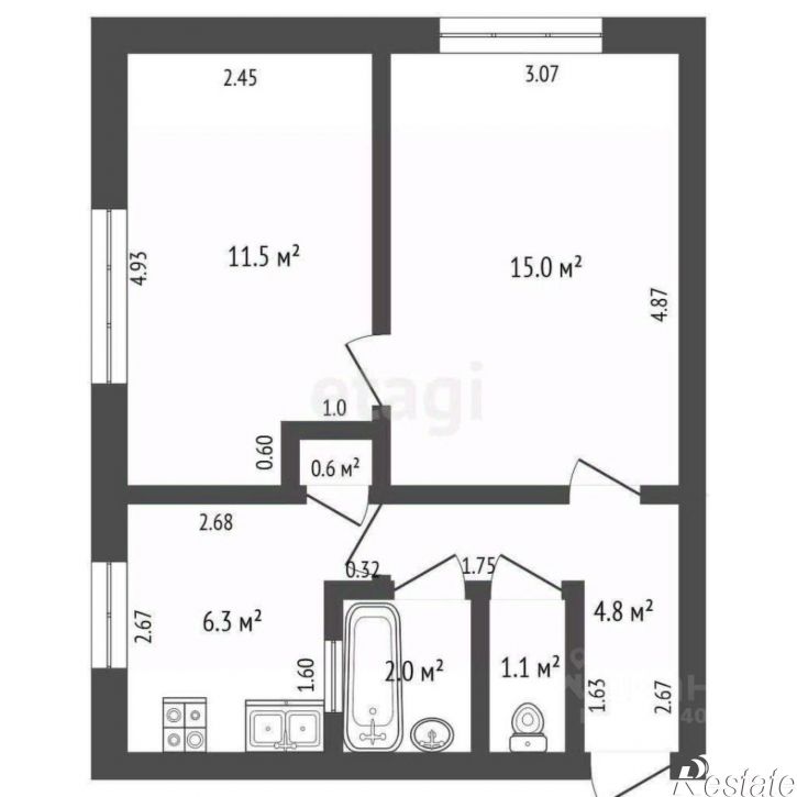 2-комн квартира Тамбовский переулок, 1,  д. 1
