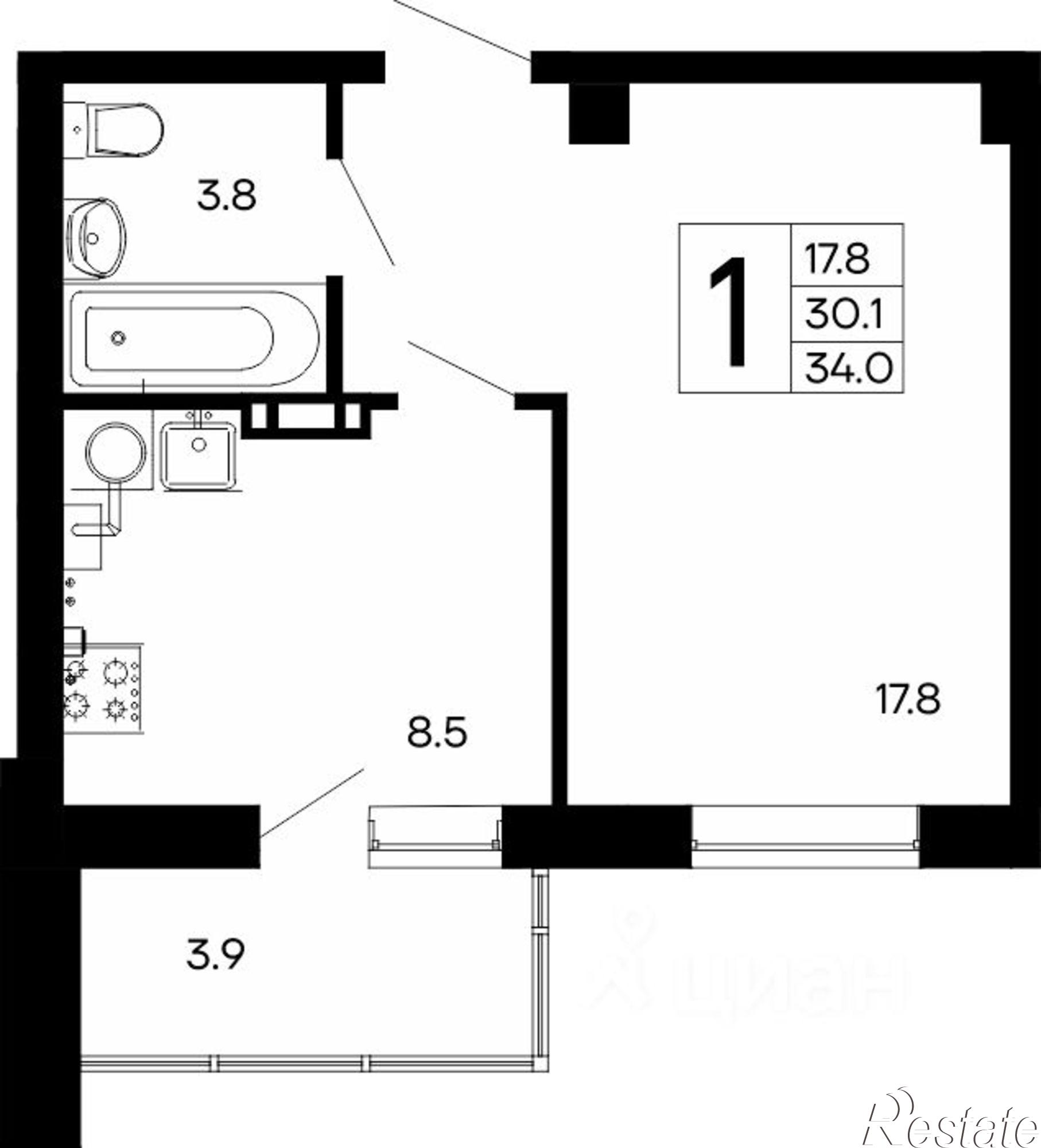 Купить квартиру за 5 780 000 рублей на Симферопольское шоссе, 46а