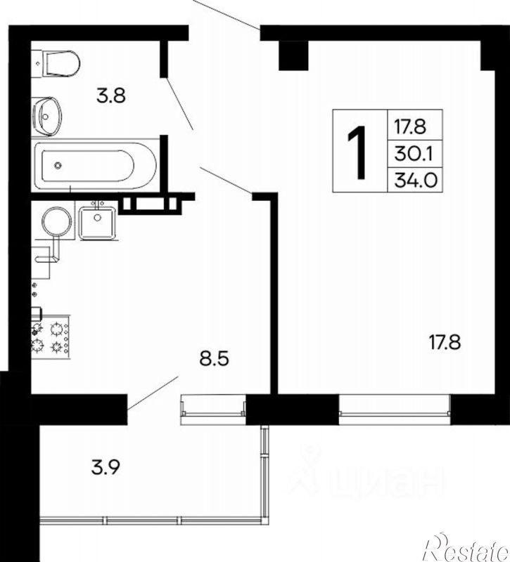 1-комн квартира в новом доме Симферопольское шоссе, 46а,  д. 46а