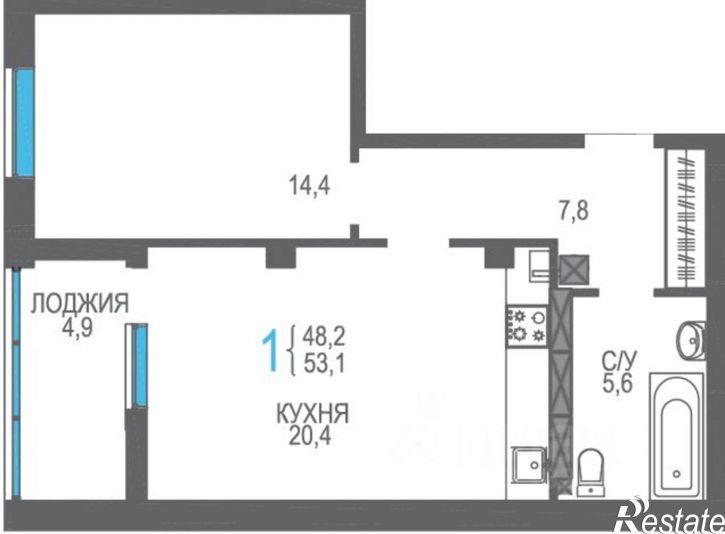 1-комн квартира в новом доме Симферопольское шоссе, 52,  д. 52