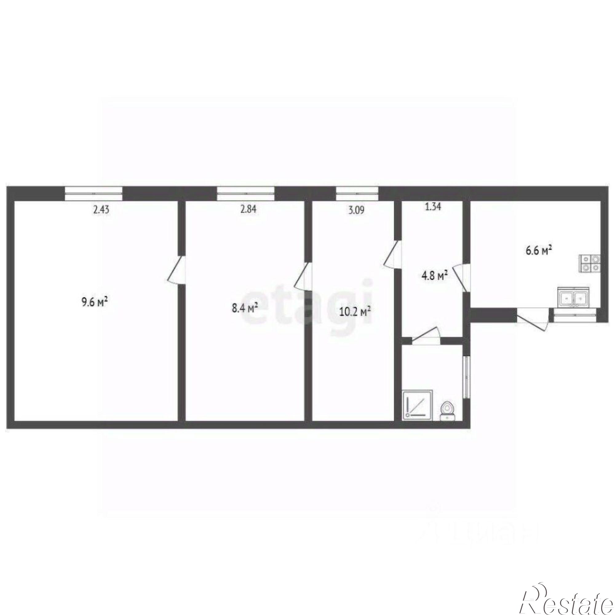 Купить квартиру за 3 700 000 рублей на Пролетарский пер, 1