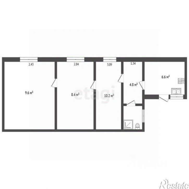 2-комн квартира Пролетарский пер, 1,  д. 1