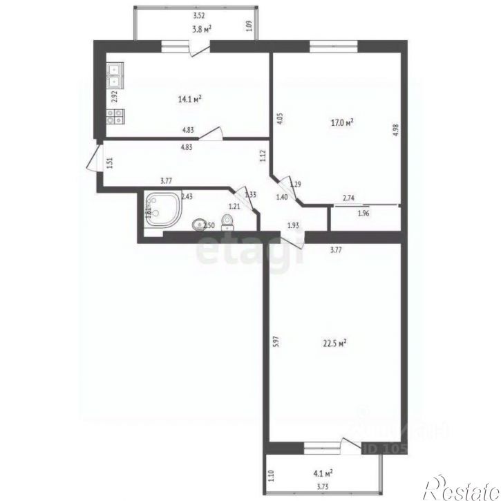 2-комн квартира ул Советская, 1а,  д. 1а