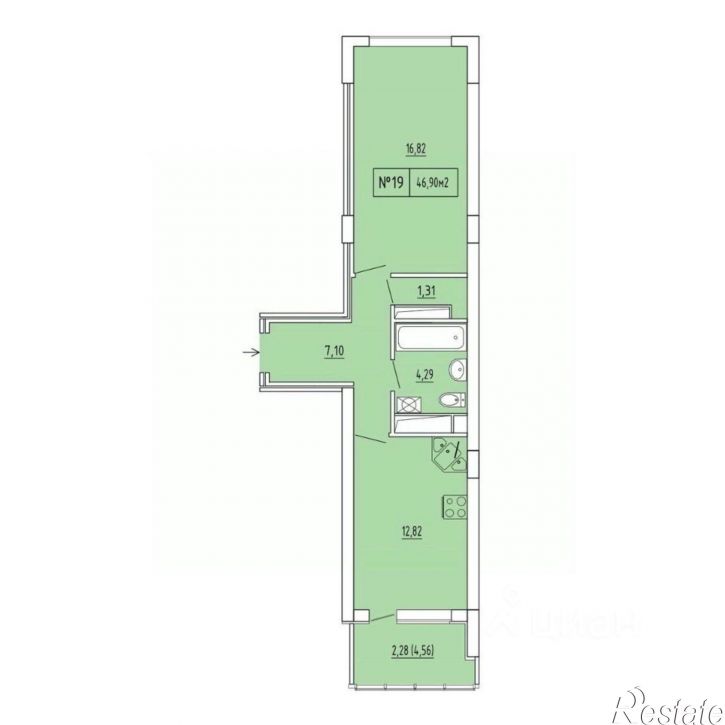 1-комн квартира в новом доме ул Софиевская, 1,  д. 1