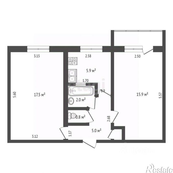 2-комн квартира ул Анюнаса, 4,  д. 4