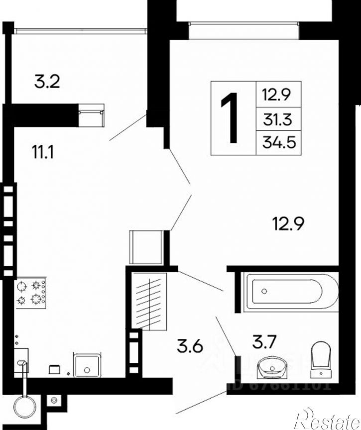 1-комн квартира в новом доме Симферопольское шоссе, 46а,  д. 46а
