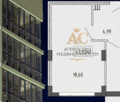 1-комн, 44кв м, этаж 1/9 улица Грина, 43