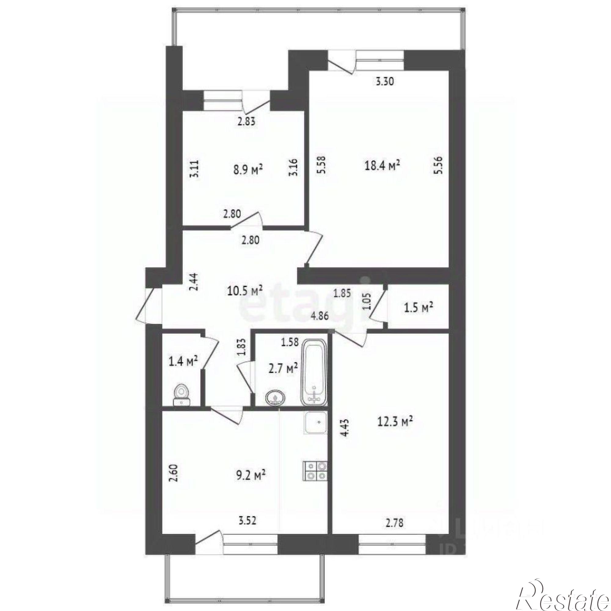 Купить квартиру за 8 400 000 рублей на Симферопольское шоссе, 57