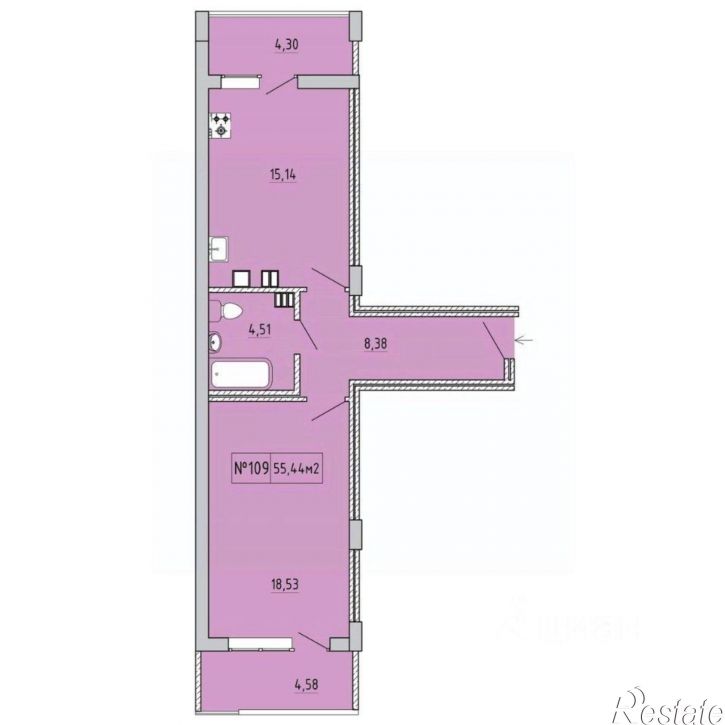 1-комн квартира в новом доме Грина улица, 43,  д. 43