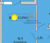 1-комн, 43кв м, этаж 8/9 Грина улица, 43