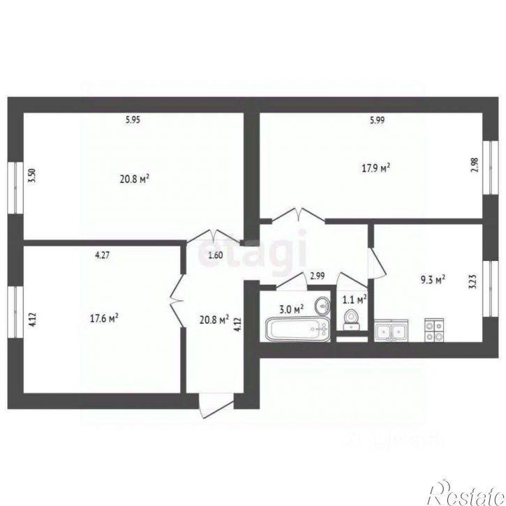 3-комн квартира ул Дружбы, 34,  д. 34