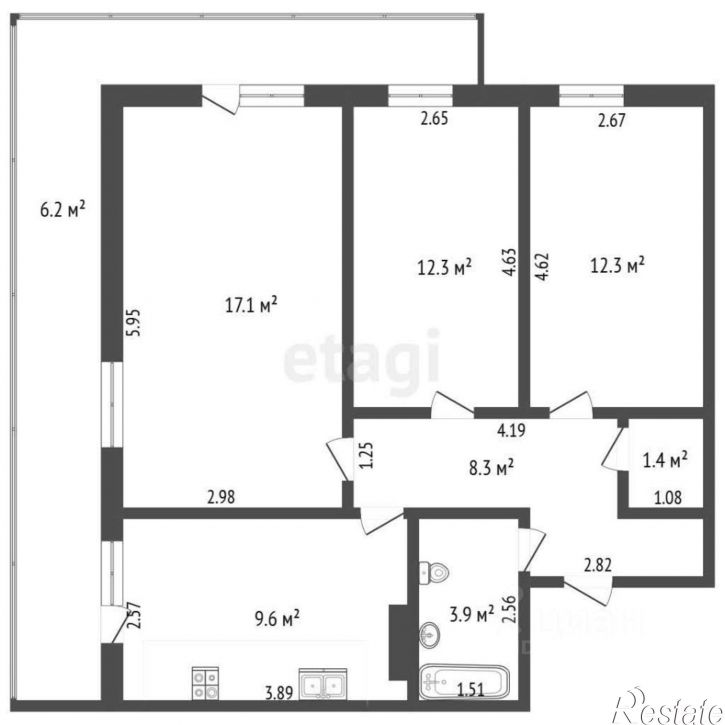 3-комн квартира Симферопольское шоссе, 41Б,  д. 41Б