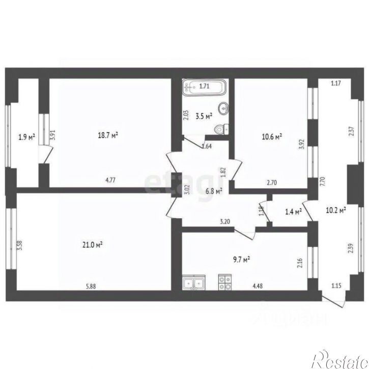 3-комн квартира улица Володарского, 15А,  д. 15А