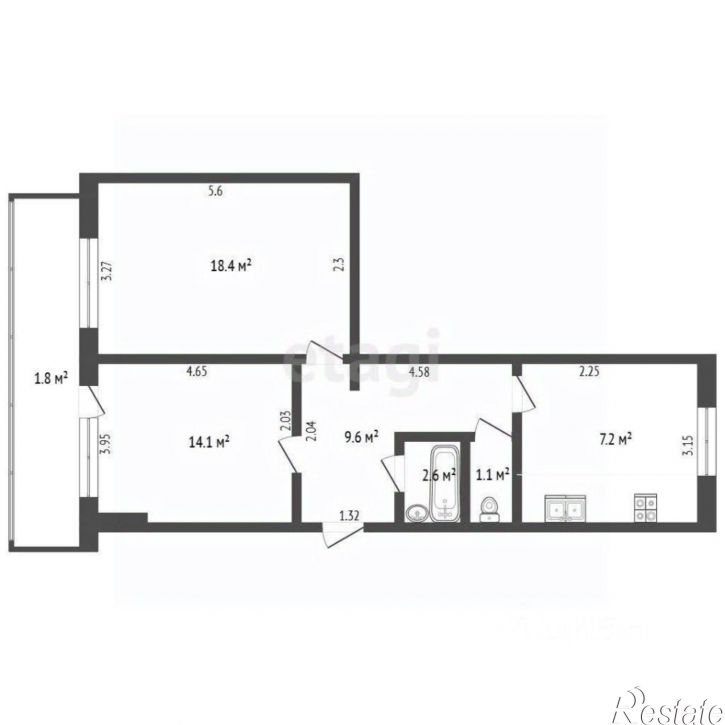 2-комн квартира ул Крымская, 84,  д. 84
