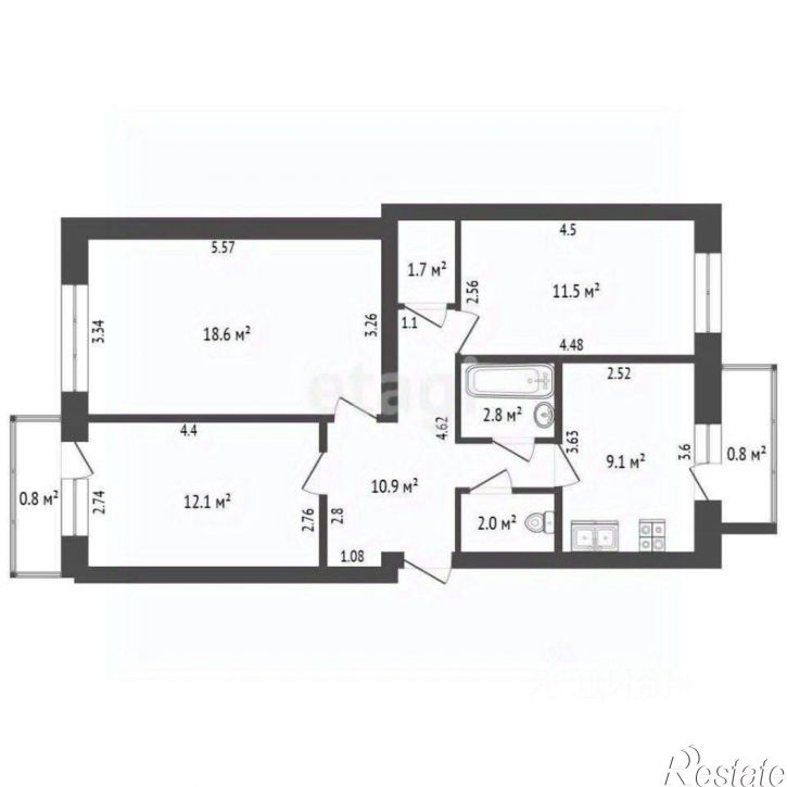 3-комн квартира Колхозный переулок, 7,  д. 7