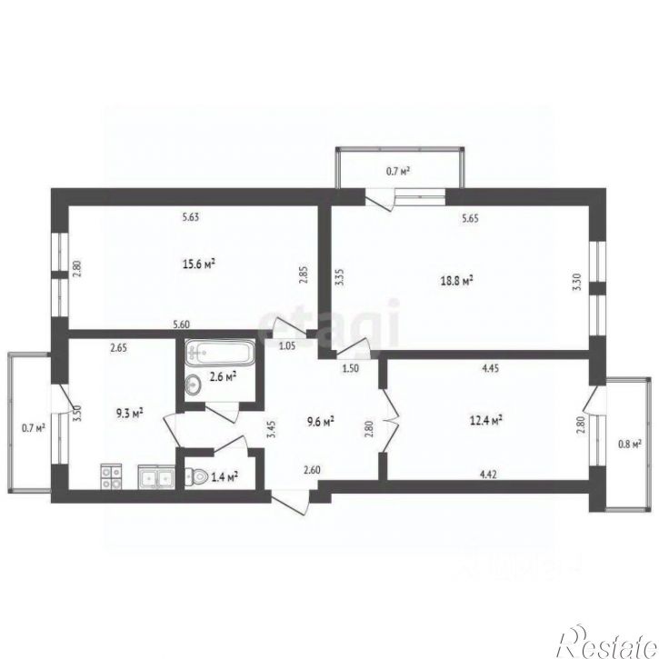 3-комн квартира Киевская улица, 1А,  д. 1А