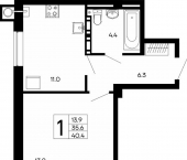1-комн, 40 кв м, этаж 8/8 Симферопольское шоссе, 46А