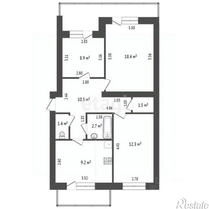 3-комн квартира Симферопольское шоссе, 57,  д. 57