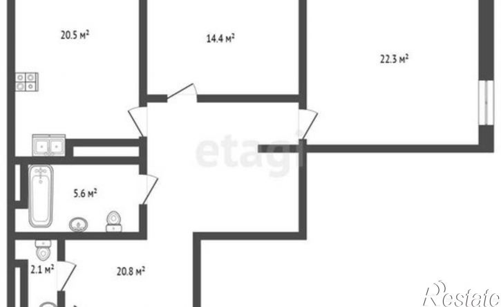 2-комн квартира Черноморская набережная, 1И,  д. 1И