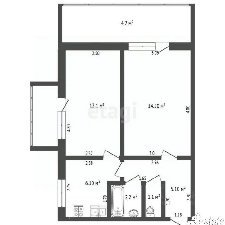 2-комн квартира ул Набережная, 6,  д. 6