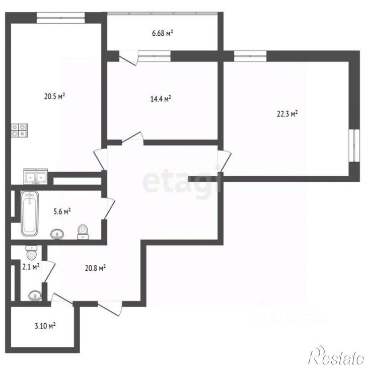 2-комн квартира Черноморская набережная, 1И,  д. 1И