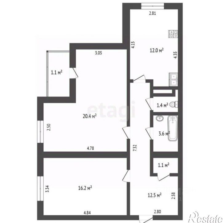 2-комн квартира Симферопольское шоссе, 24Б,  д. 24Б
