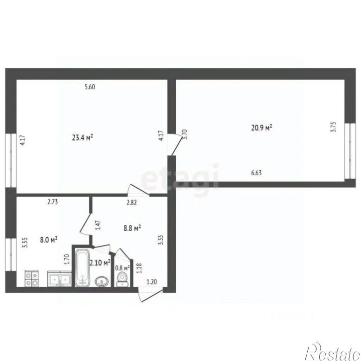 2-комн квартира бульвар Старшинова, 12,  д. 12
