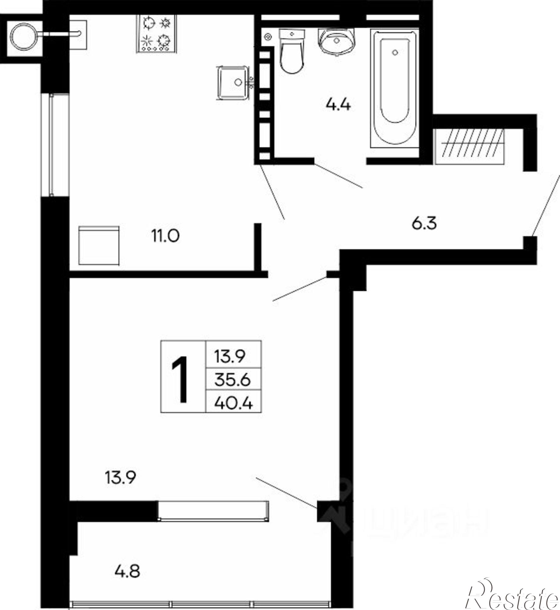 Купить квартиру за 7 312 400 рублей на Симферопольское шоссе, 46а