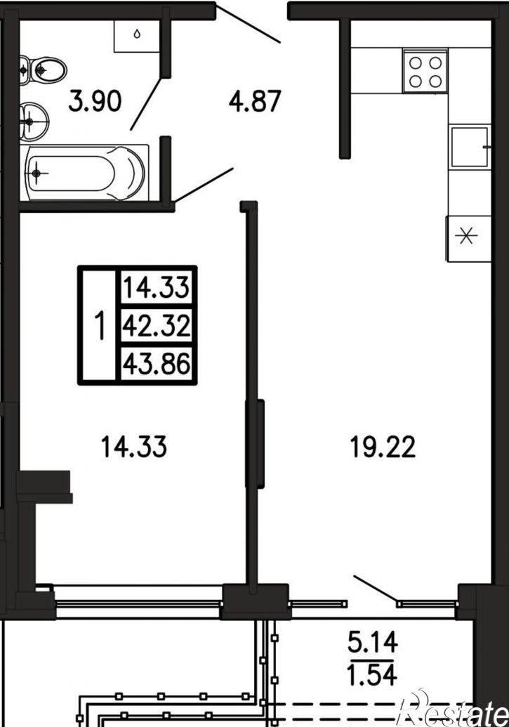 1-комн квартира в новом доме Георгия Десюка ул., д.5
