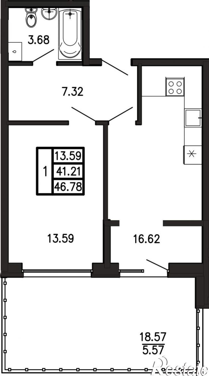 1-комн квартира в новом доме Георгия Десюка ул., д.5