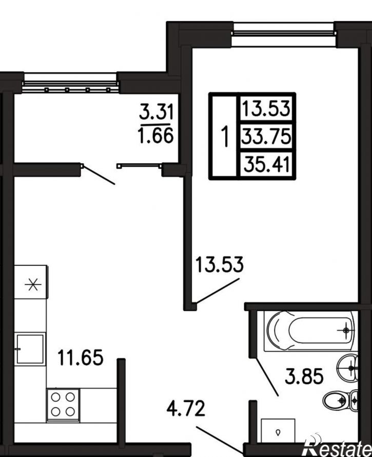 1-комн квартира в новом доме Георгия Десюка ул., д.5