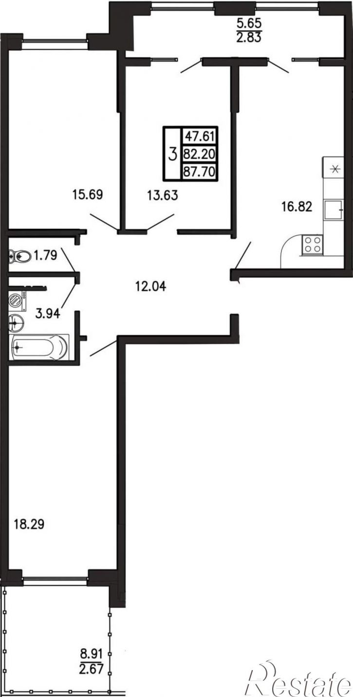 3-комн квартира в новом доме Георгия Десюка ул., д.5