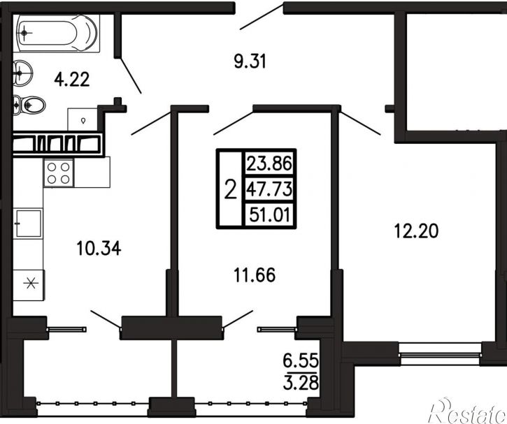 2-комн квартира в новом доме Георгия Десюка ул., д.5