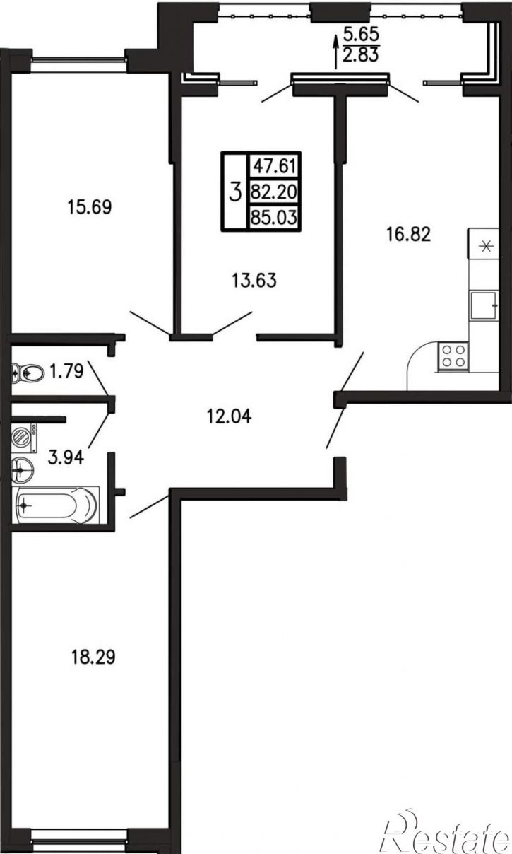 3-комн квартира в новом доме Георгия Десюка ул., д.5