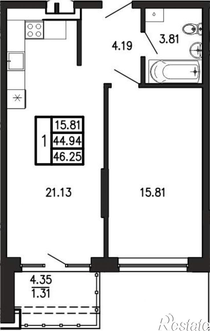 1-комн квартира в новом доме Георгия Десюка ул., д.5