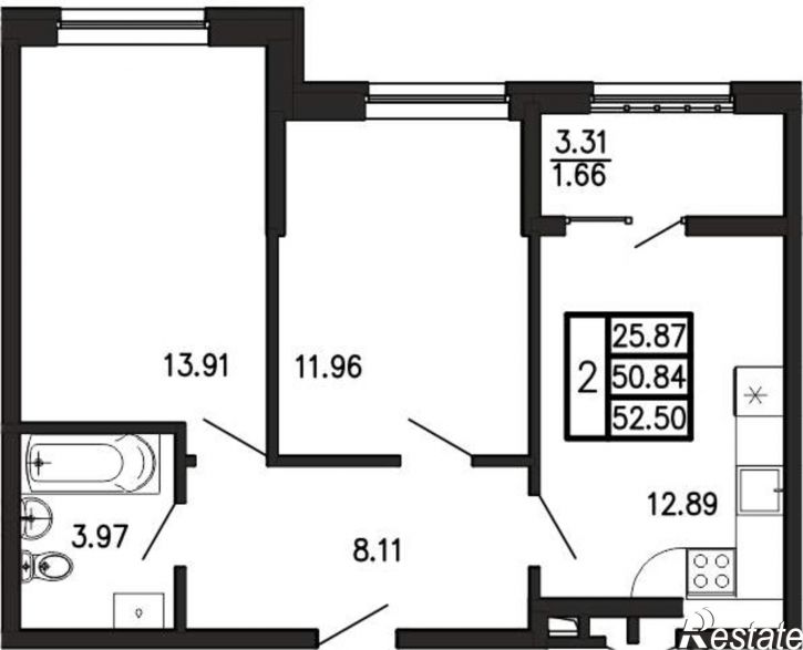 2-комн квартира в новом доме Георгия Десюка ул., д.5