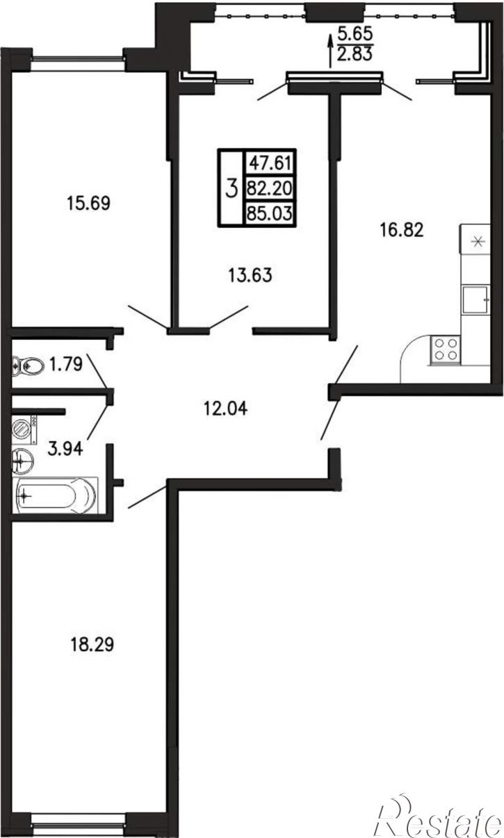3-комн квартира в новом доме Георгия Десюка ул., д.5