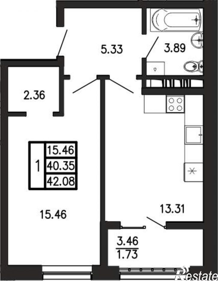 1-комн квартира в новом доме Георгия Десюка ул., д.5