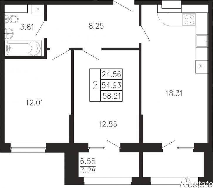 2-комн квартира в новом доме Георгия Десюка ул., д.5