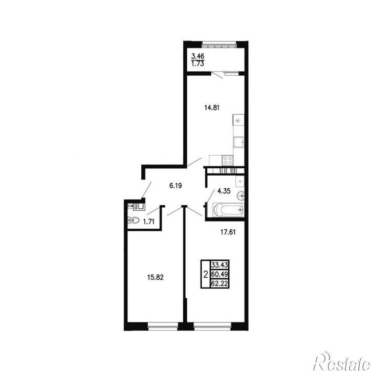 2-комн квартира в новом доме Георгия Десюка ул., д.5
