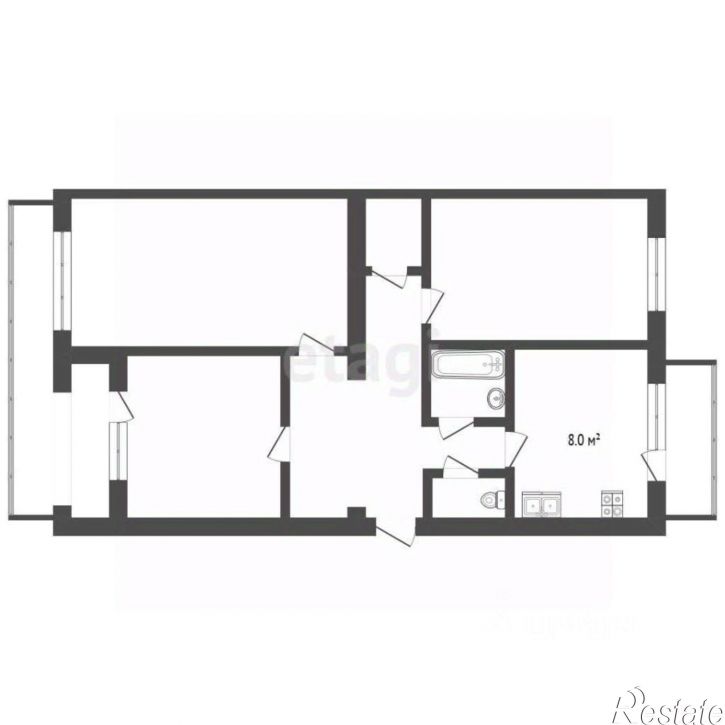 3-комн квартира б-р Старшинова, 8,  д. 8
