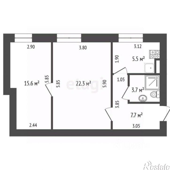 2-комн квартира Адмиральский б-р, 22,  д. 22