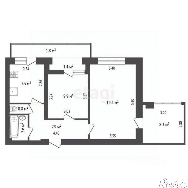 2-комн квартира Симферопольское шоссе, 39г,  д. 39г