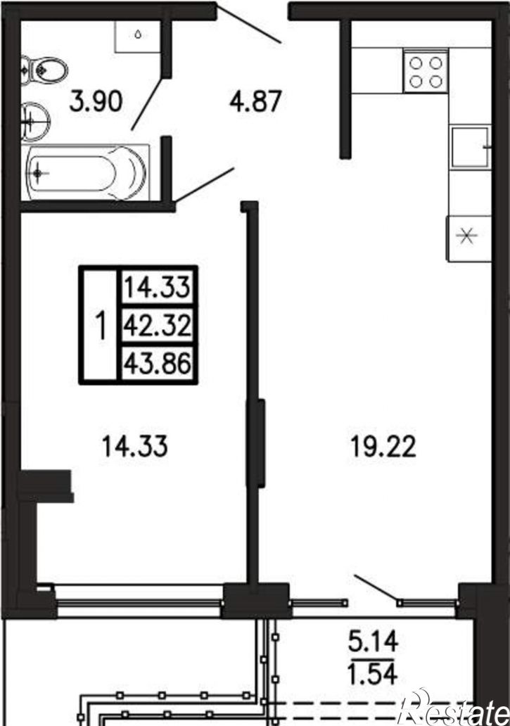 1-комн квартира в новом доме Георгия Десюка ул., д.5