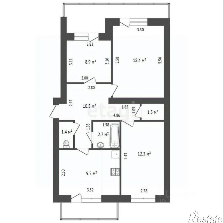 3-комн квартира Симферопольское шоссе, 57,  д. 57